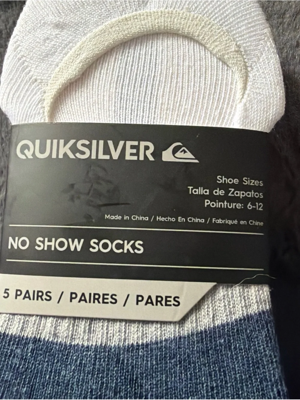 Quiksilver Men’s Size 6-12 No Show Socks. 5 Pairs. Multicolor. New with Tags.